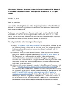 Indian American Groups Condemn Zohran Mamdani for “Hinduphobic” Remarks — Await His Response