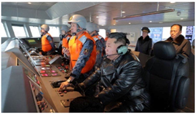 North Korean Leader Kim Inspects New Warship