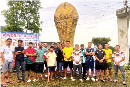 Nagaland Village Crafts Giant Bamboo FIFA World Cup 2026 Trophy, Celebrating Football Passion
