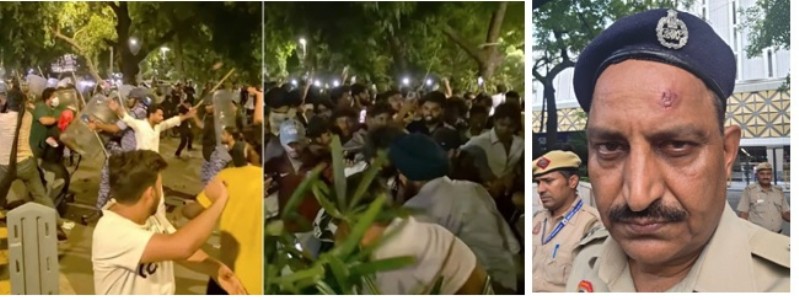 Violence Erupts at CJP Protest in Delhi; Two ACPs Injured, 16 Metro Stations Shut